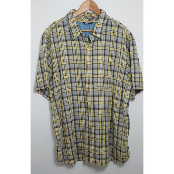 The North Face Men's Size XXL Short Sleeve Shirt Button Down Plaid Lined - Picture 2 of 13